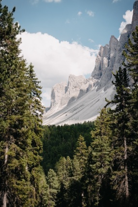 蓝天白云山峦树林图片